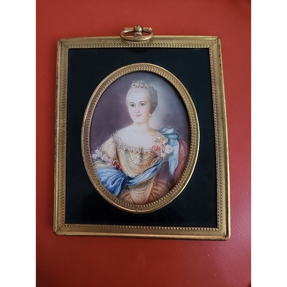 Signed MEY Antique Austrian Royalty Miniature Portrait Hand Painting Framed